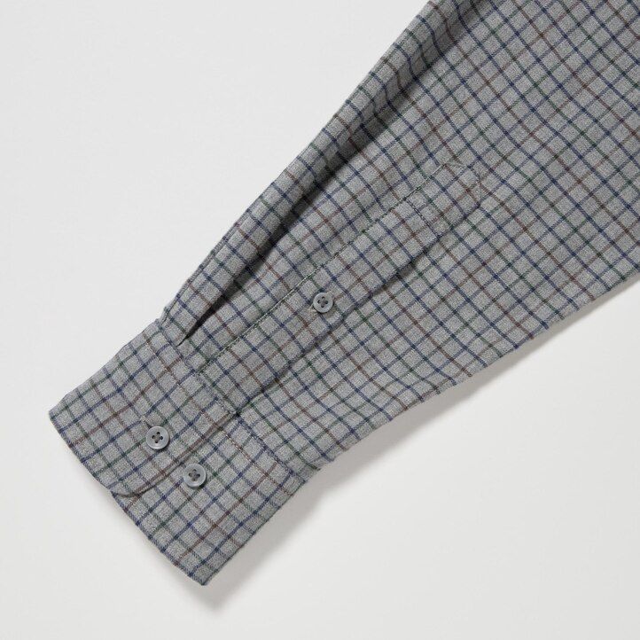 uniqlo flannel regular fit checked button down collar mens shirts white
