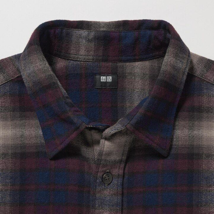 uniqlo flannel regular fit checked regular collar mens shirts burgundy
