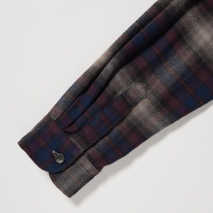 uniqlo flannel regular fit checked regular collar mens shirts burgundy