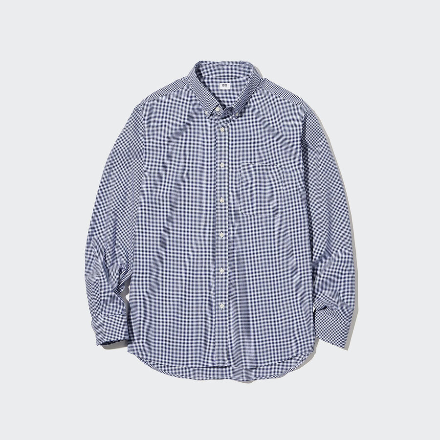 mens uniqlo extra fine cotton broadcloth sleeve shirts blue
