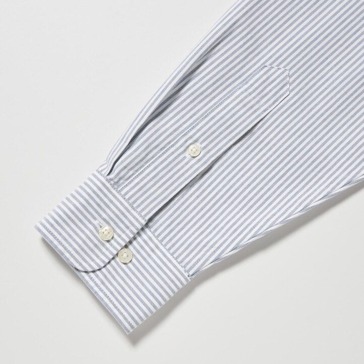 grey uniqlo regular fit striped oxford regular collar mens shirts