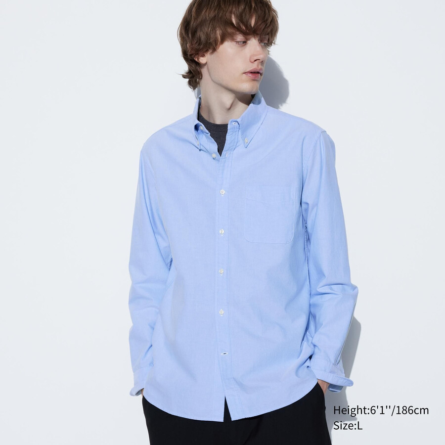 uniqlo slim fit oxford mens shirts blue