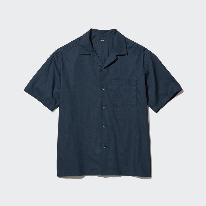 uniqlosual sleeved open collar mens shirts dark orange