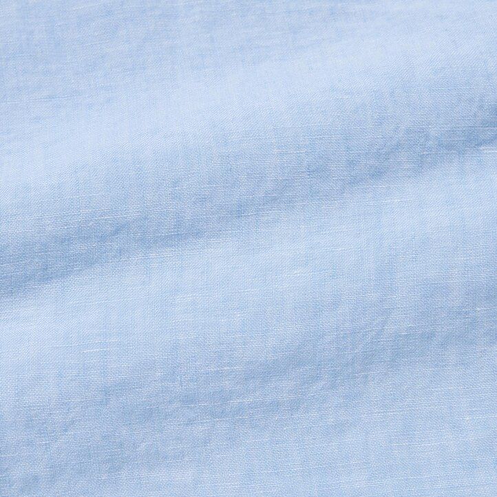mens uniqlo 100pct premium linen regular fit-shirt grandad collar shirts blue