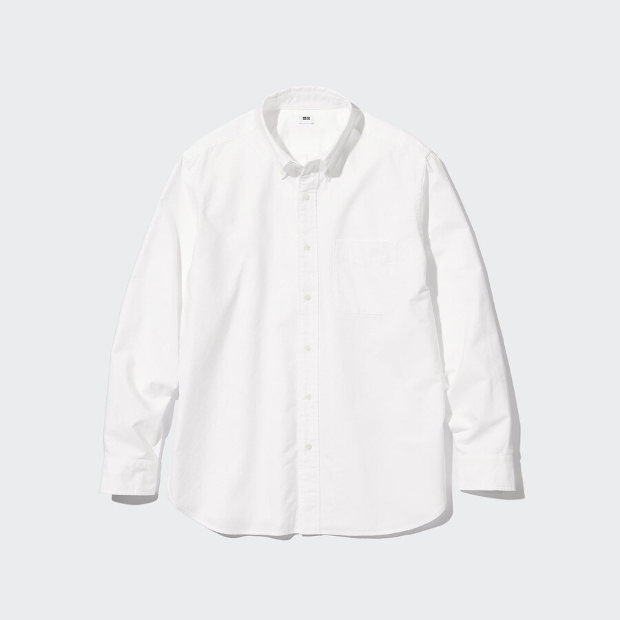 white mens uniqlo regular fit oxford shirts