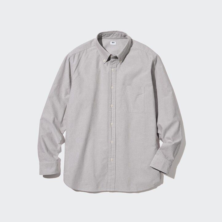 white mens uniqlo regular fit oxford shirts