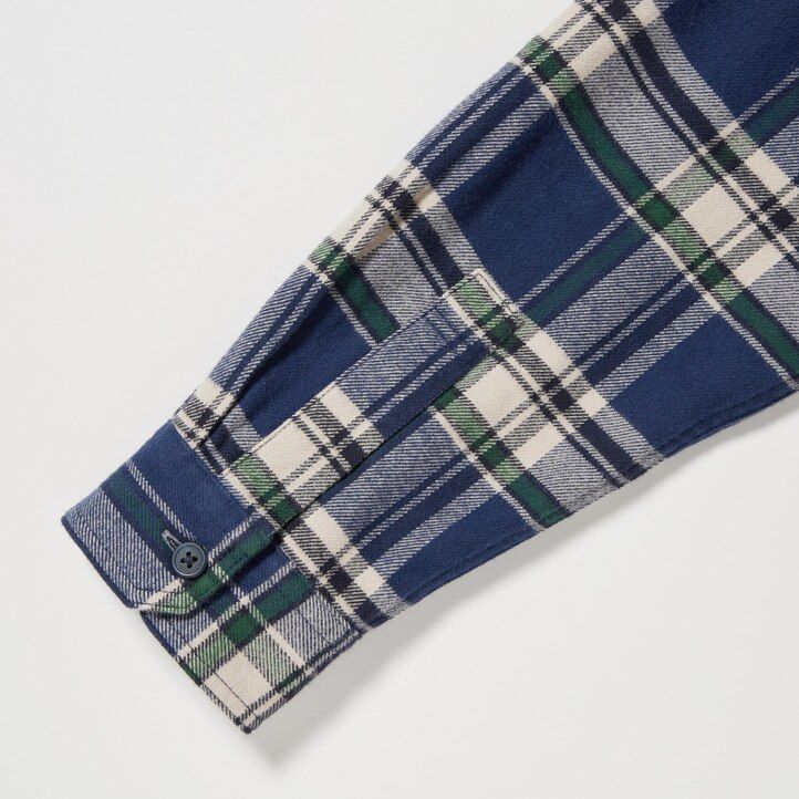 uniqlo flannel regular fit checked regular collar mens shirts blue