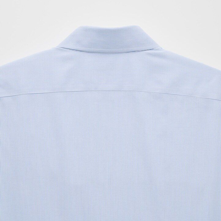 mens uniqlo super non iron slim fit striped semi cutaway collar shirts blue