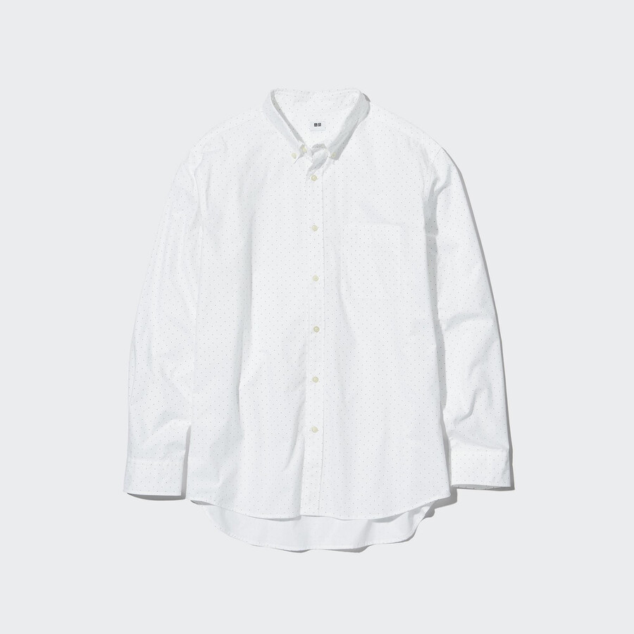 white mens uniqlo extra fine cotton broadcloth regular fit printed regular collar shirts