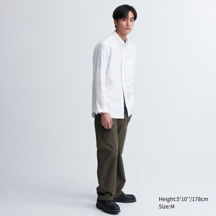 uniqlo extra fine cotton broadcloth regular fit-shirt button down collar mens shirts white