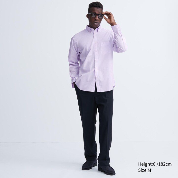 uniqlo extra fine cotton broadcloth regular fit-shirt button down collar mens shirts white