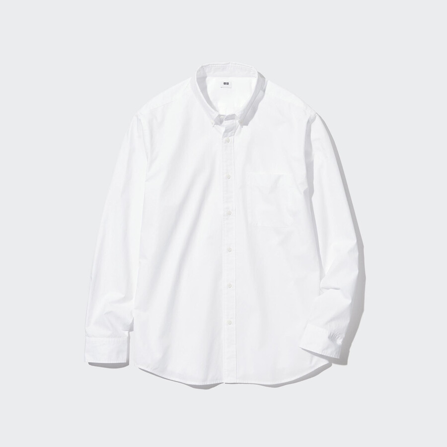 white uniqlo extra fine cotton broadcloth sleeve mens shirts
