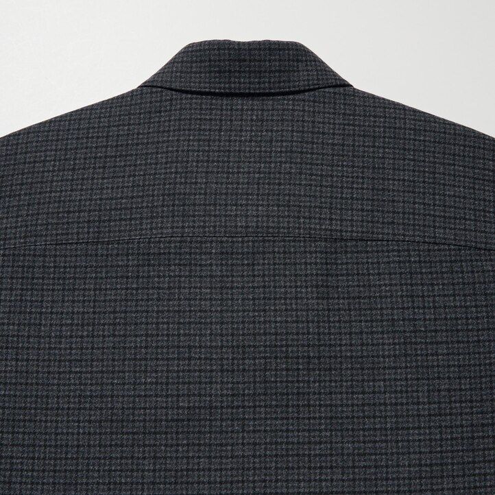 dark grey uniqlo brushed twill checked sleeved mens shirts