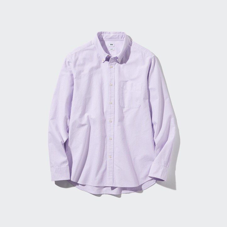 mens uniqlo slim fit striped oxford shirts grey