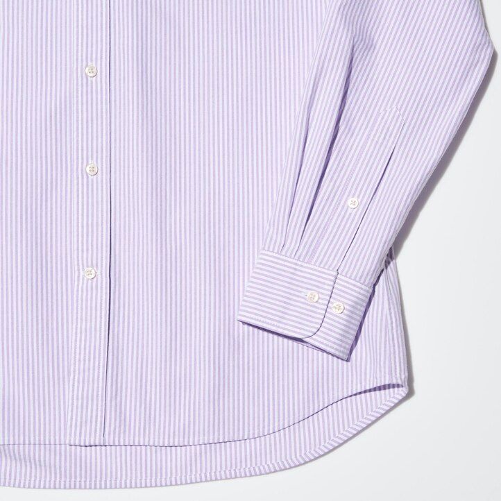 mens uniqlo slim fit striped oxford shirts grey
