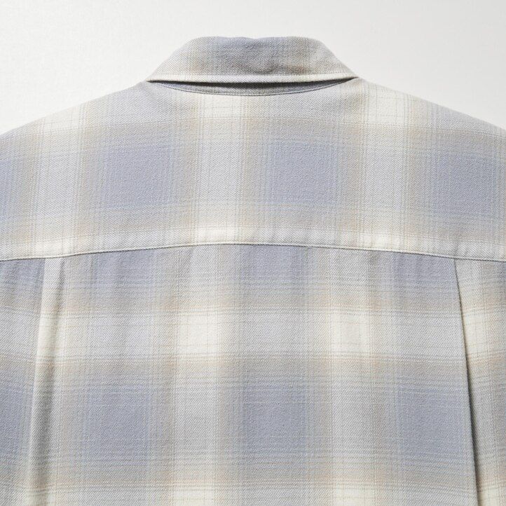 uniqlo flannel checked mens shirts grey
