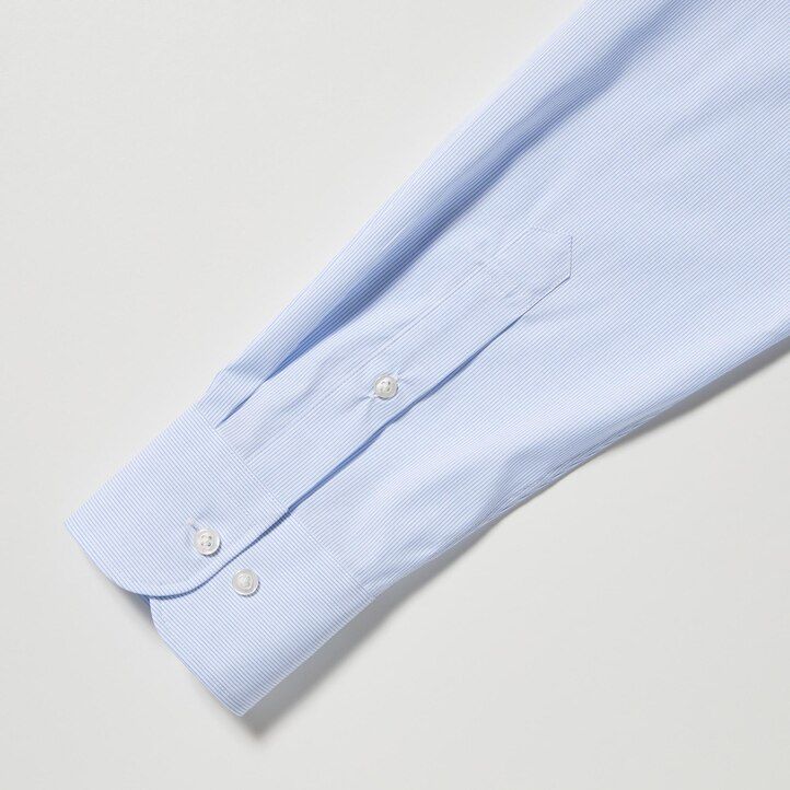 uniqlo easyre stretch slim fit striped semi cutaway collar mens shirts blue