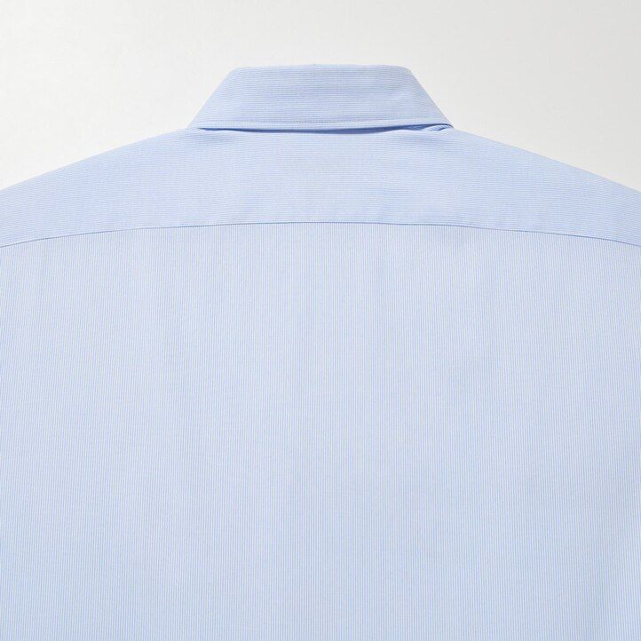 uniqlo easyre stretch slim fit striped semi cutaway collar mens shirts blue