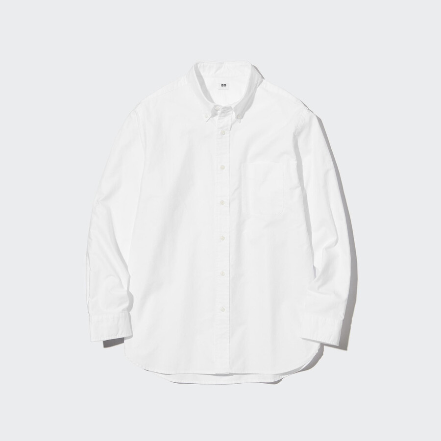 mens uniqlo regular fit oxford button down collar shirts white