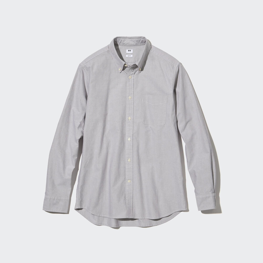 grey uniqlo slim fit oxford mens shirts