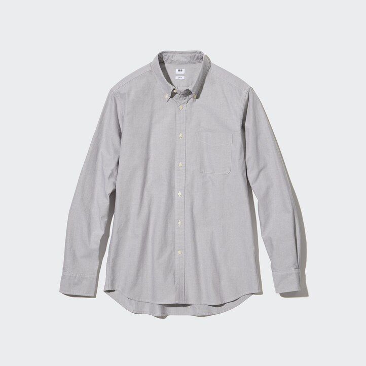 grey uniqlo slim fit oxford mens shirts