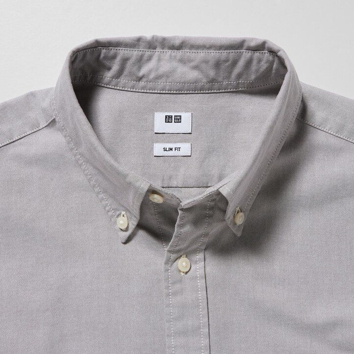 grey uniqlo slim fit oxford mens shirts
