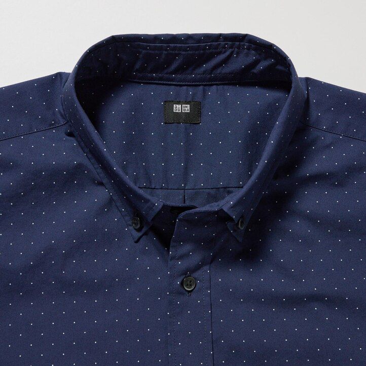mens uniqlo extra fine cotton broadcloth regular fit printed button down collar shirts white