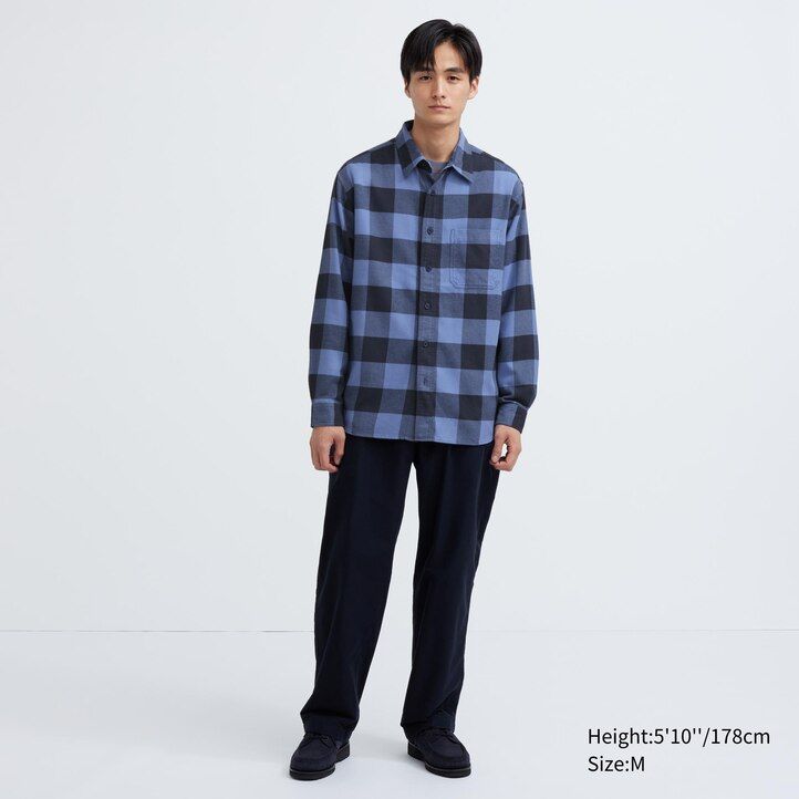 mens uniqlo flannel checked shirts beige