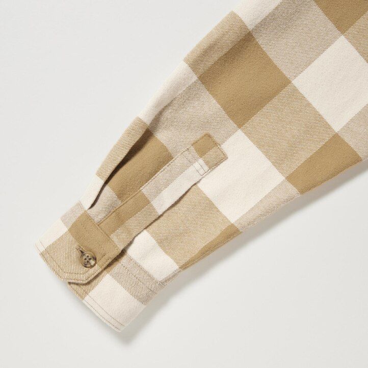 mens uniqlo flannel checked shirts beige