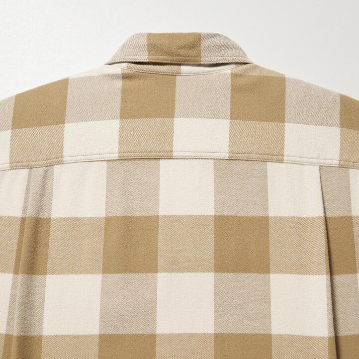 mens uniqlo flannel checked shirts beige
