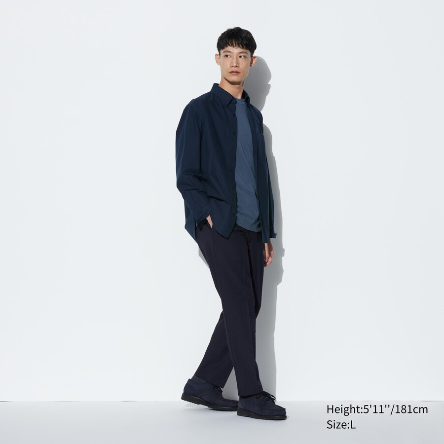 navy mens uniqlo smart wool like ankle length suits