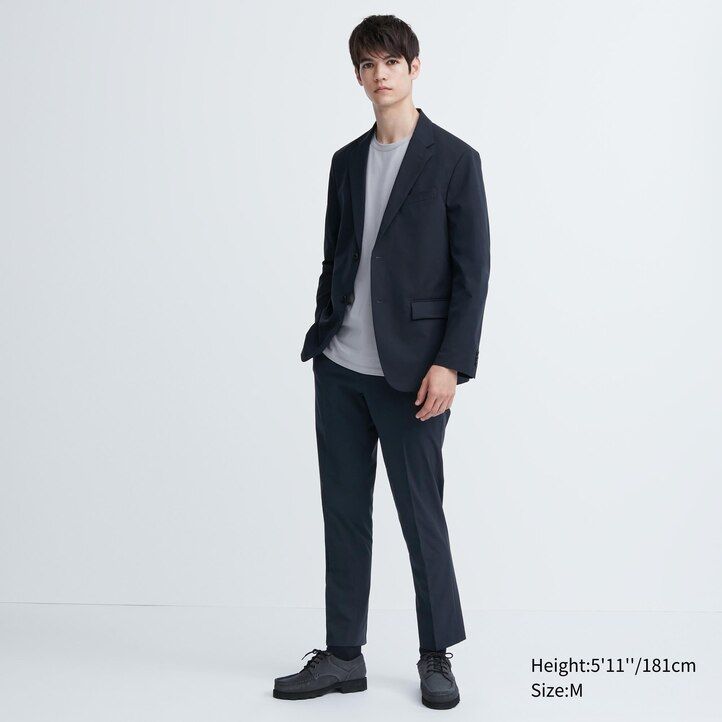 beige mens uniqlo airsense ultra light suits
