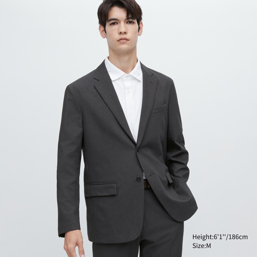 dark grey mens uniqlo airsense ultra light wool like suits