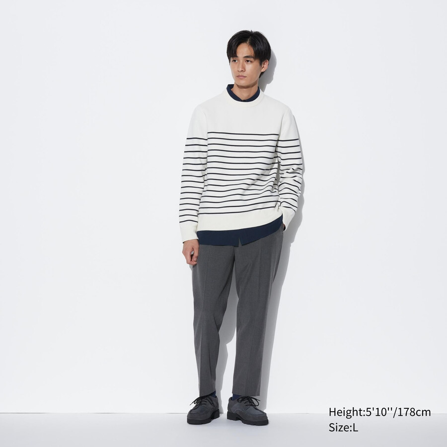 mens uniqlo smart wool like ankle length trousers grey