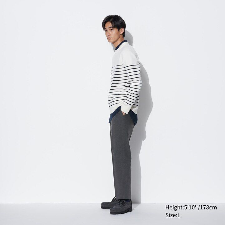 mens uniqlo smart wool like ankle length trousers grey