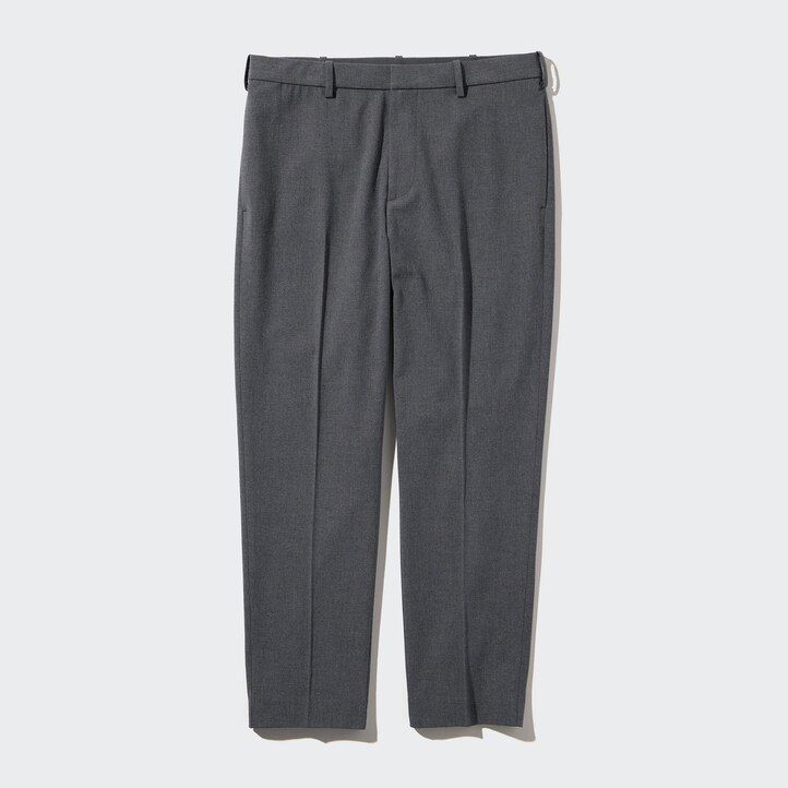 mens uniqlo smart wool like ankle length trousers grey
