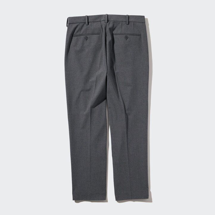 mens uniqlo smart wool like ankle length trousers grey