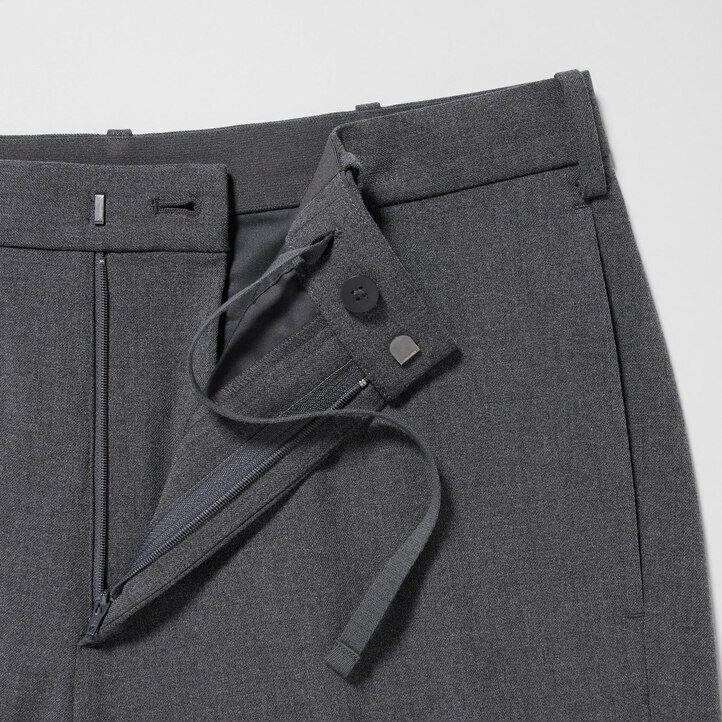 mens uniqlo smart wool like ankle length trousers grey