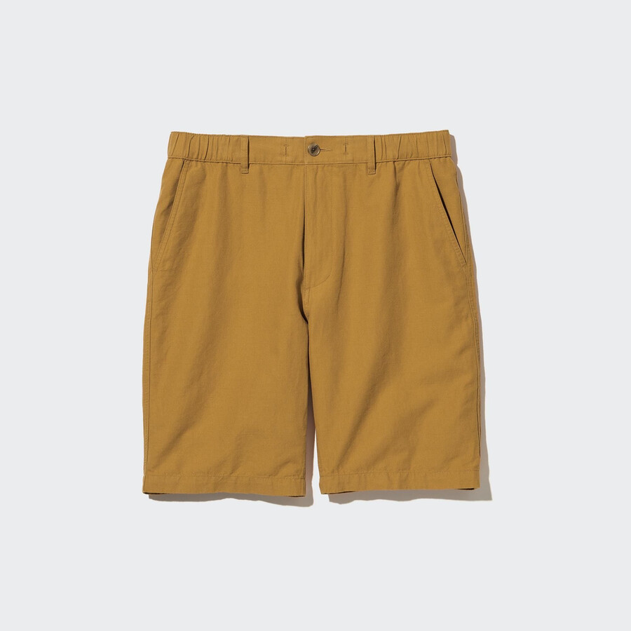 mens uniqlo linen blends trousers mustard