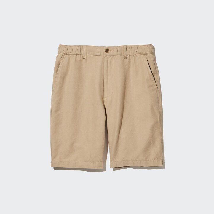 mens uniqlo linen blends trousers mustard