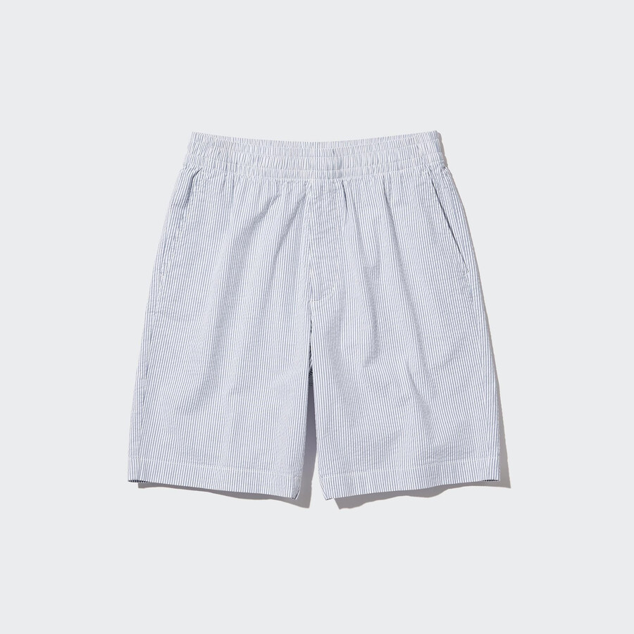 uniqlo dry stretch seersucker easys mens trousers blue