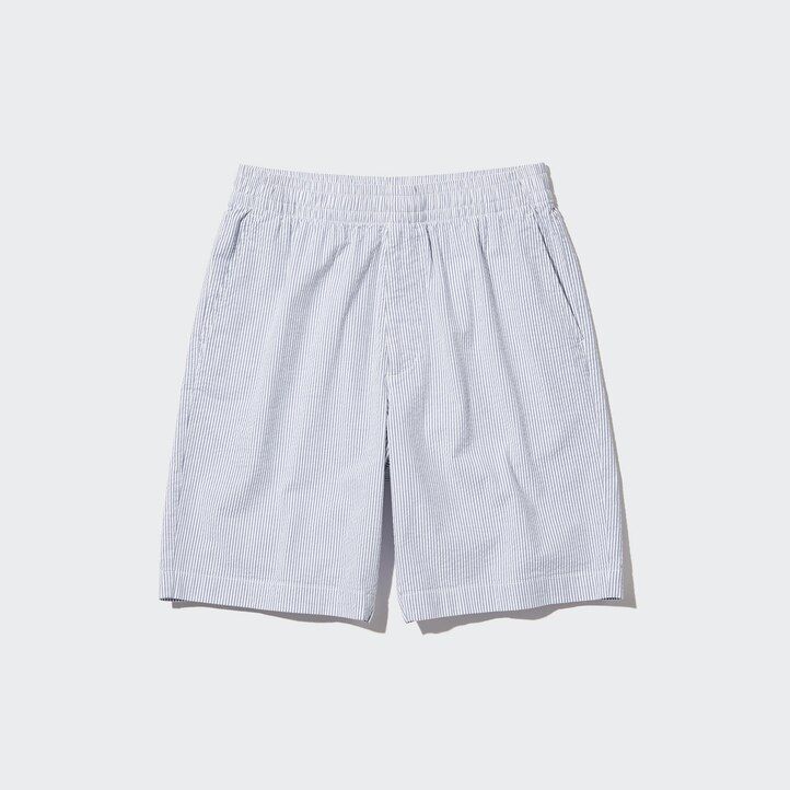 uniqlo dry stretch seersucker easys mens trousers blue