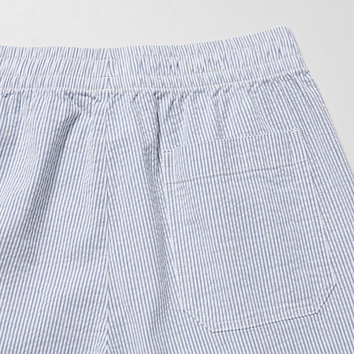 uniqlo dry stretch seersucker easys mens trousers blue