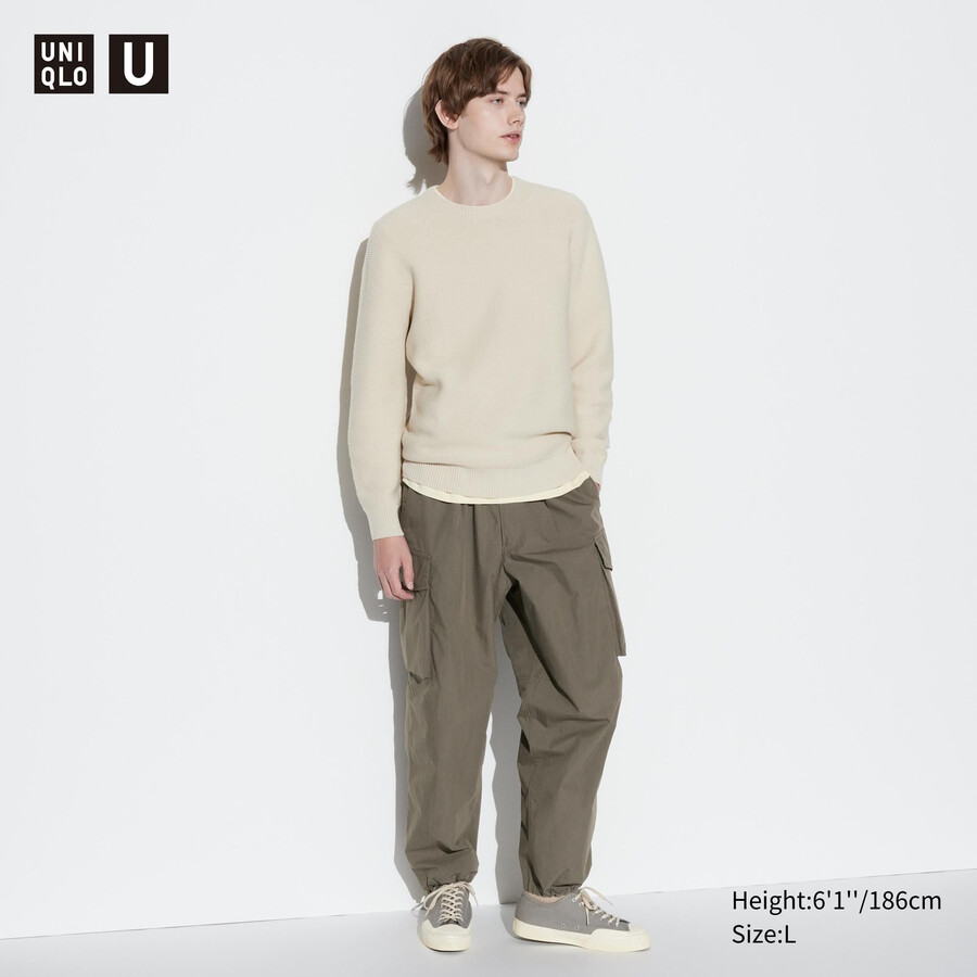 uniqlo wide fit parachutergo mens trousers olive