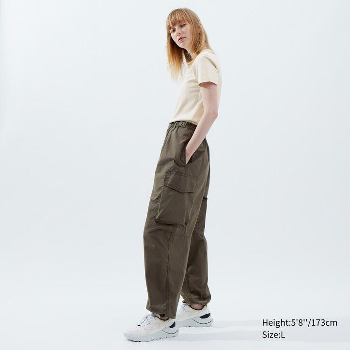 uniqlo wide fit parachutergo mens trousers olive