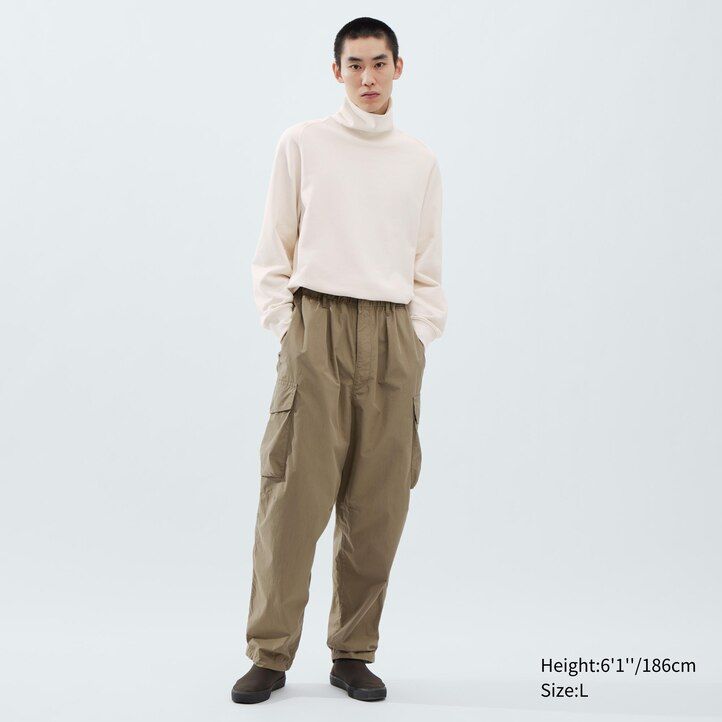 uniqlo wide fit parachutergo mens trousers olive