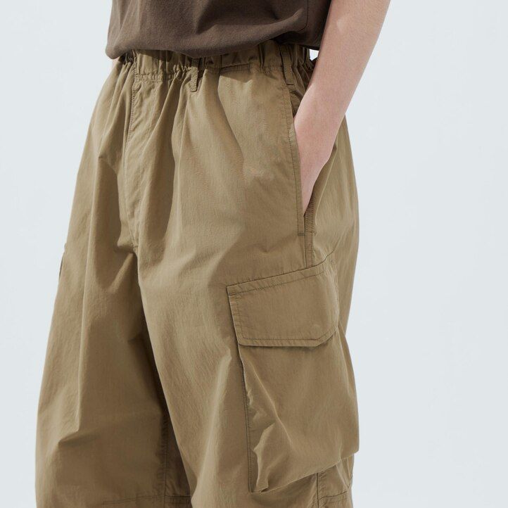 uniqlo wide fit parachutergo mens trousers olive