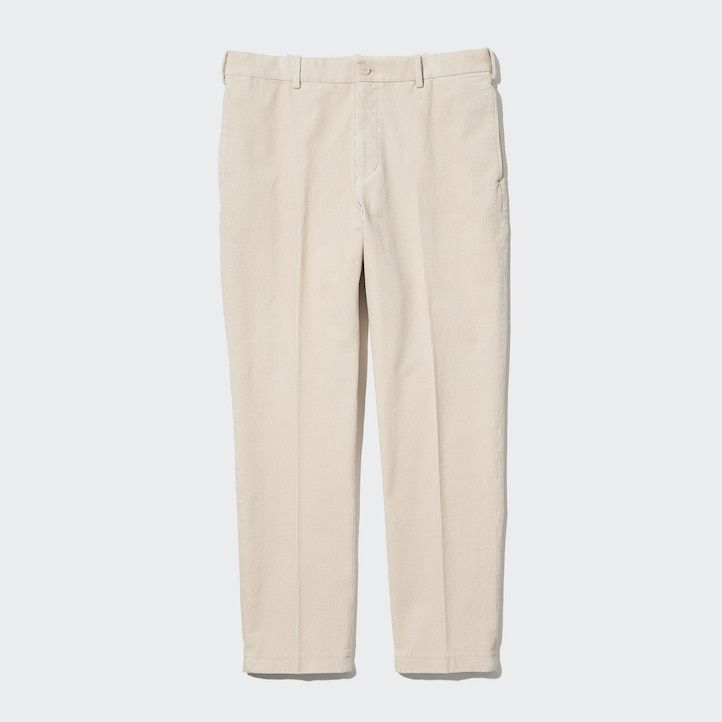 mens uniqlo smart corduroy ankle length trousers beige