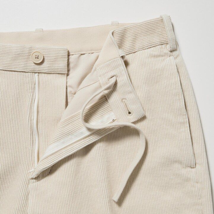 mens uniqlo smart corduroy ankle length trousers beige