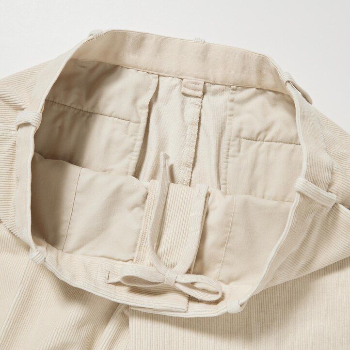mens uniqlo smart corduroy ankle length trousers beige